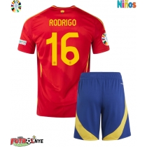 Camiseta España Rodri Hernandez #16 Primera Equipación para niños Eurocopa 2024 manga corta (+ pantalones cortos)